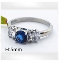 Oceľový prsteň s modrým kameňom                                                 
